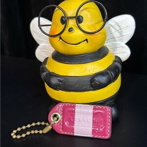 Coach Pink & Light Pink Leather Hang Tag Bag Charm | Gift with all purchases | 🐝